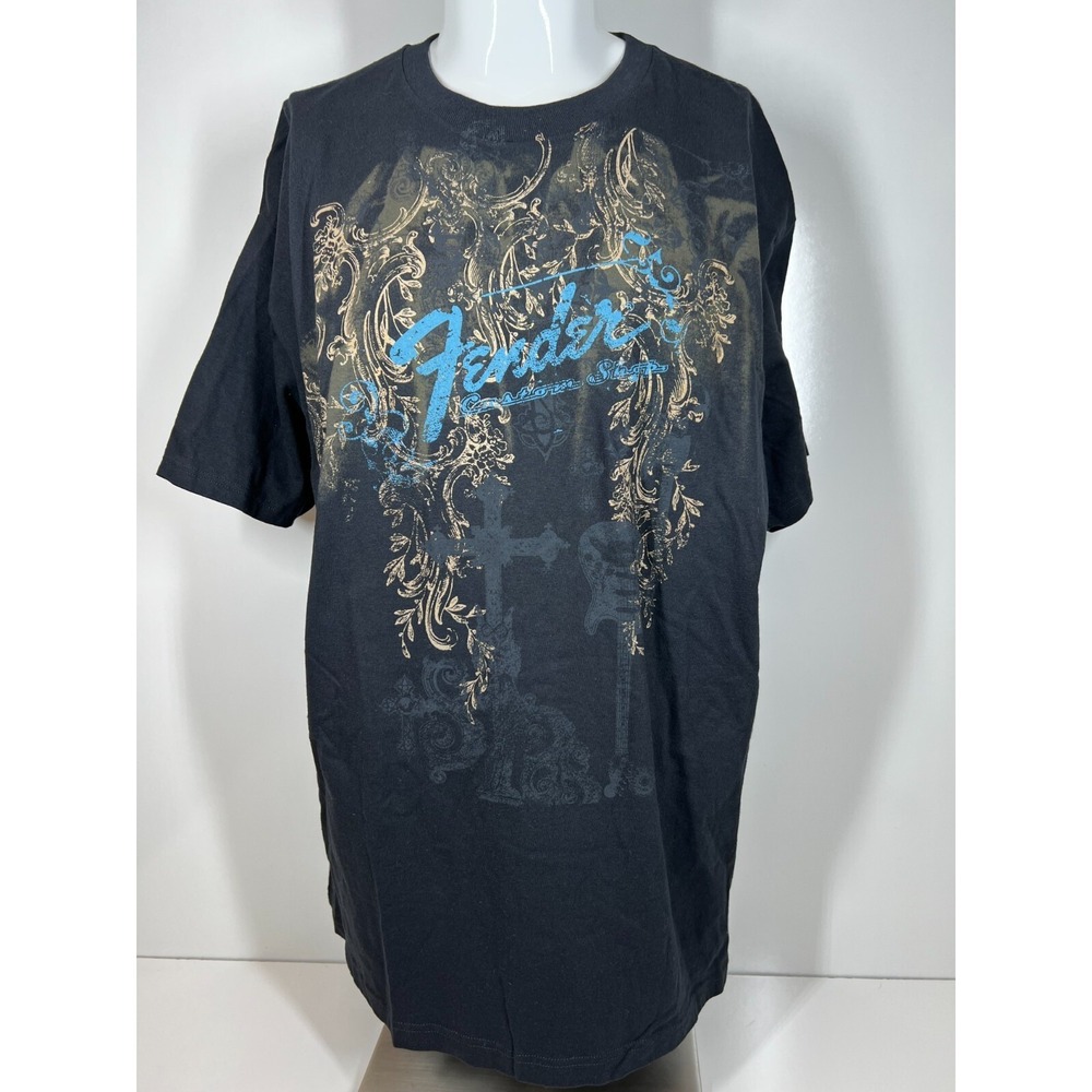 NWT Fender‎ Guitar Black Graphic Short Sleeve Tagless Shirt Unisex SZ 2XL